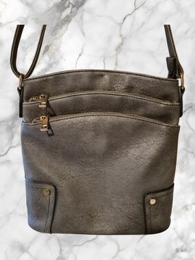 Beautiful Everyday Crossbody Bag in Dark Gray with Gold Accents
